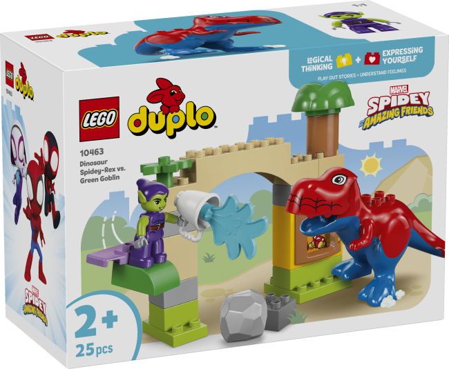 10463 Dinozaurs Spidey-Rex pret Zaļo Goblinu